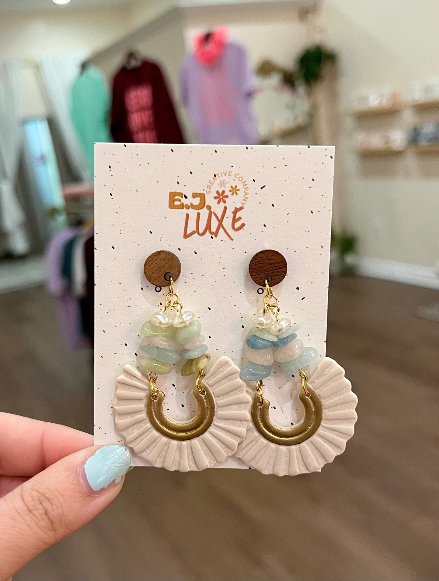Stone Fan Earrings