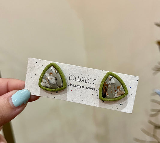 Green Stone Stud Earrings