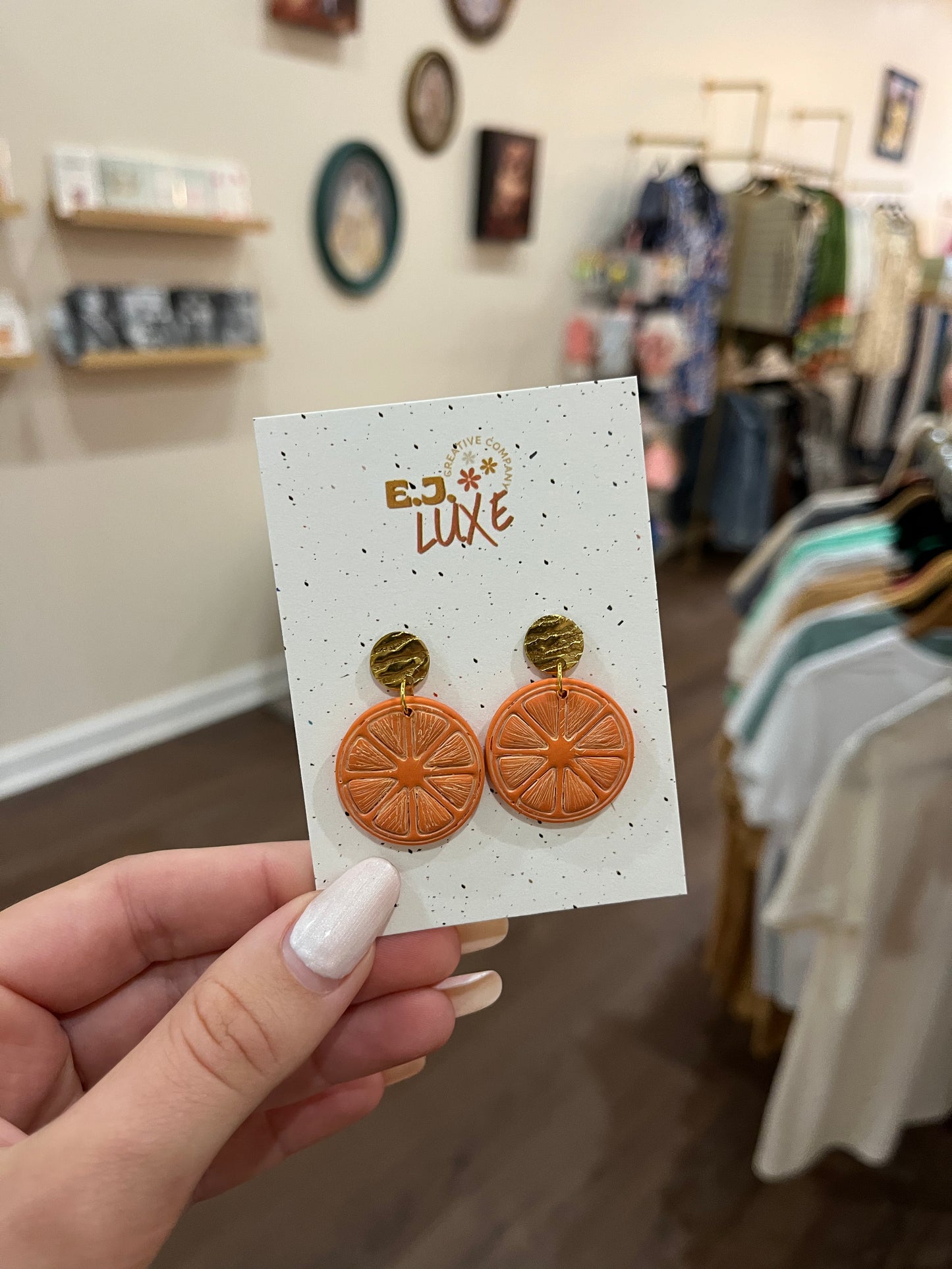 Orange Slice Dangly Earrings