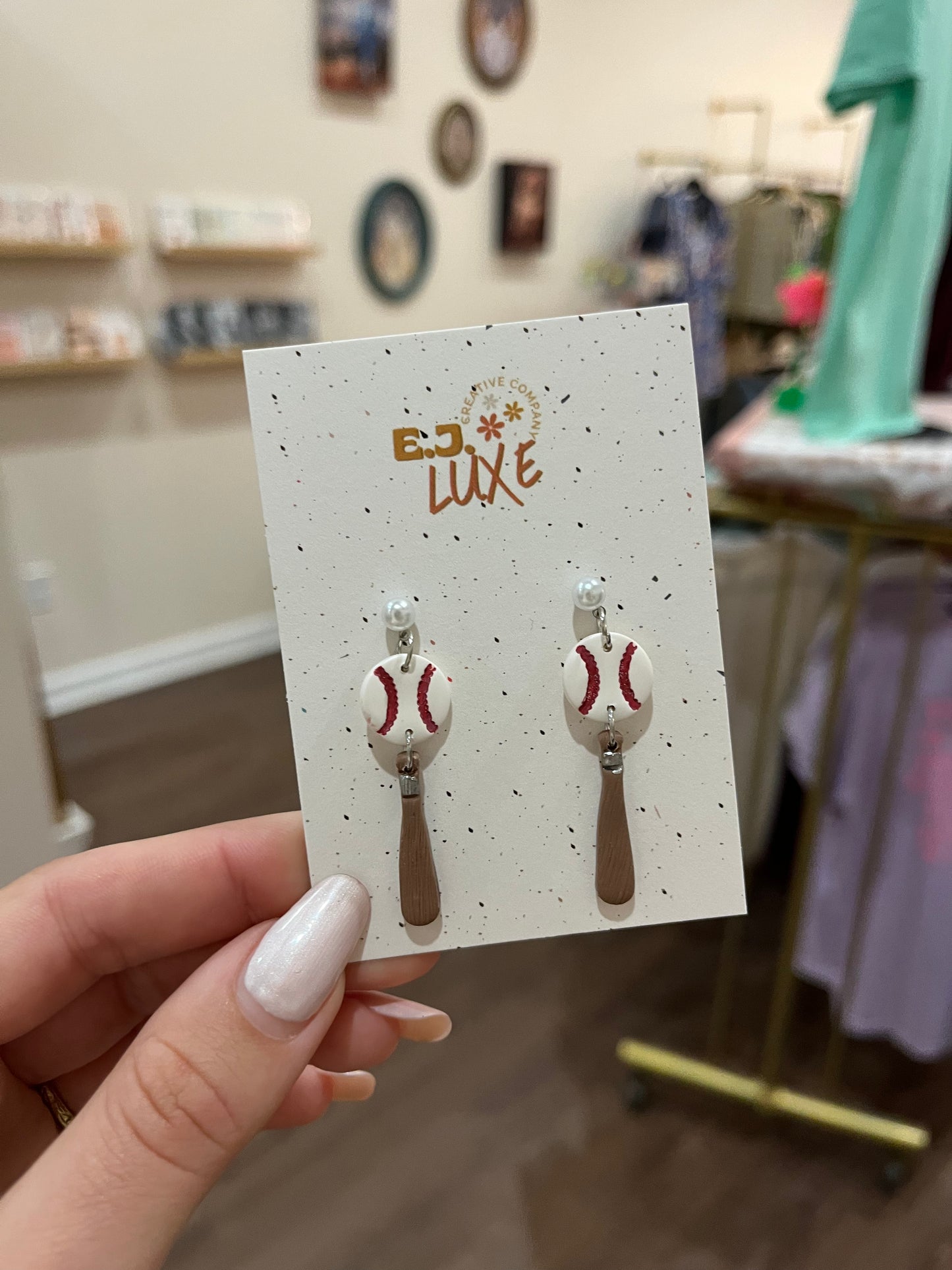 Baseball Dangly Earrings