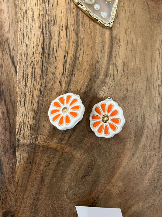 Clay Flower Clip-On Earrings