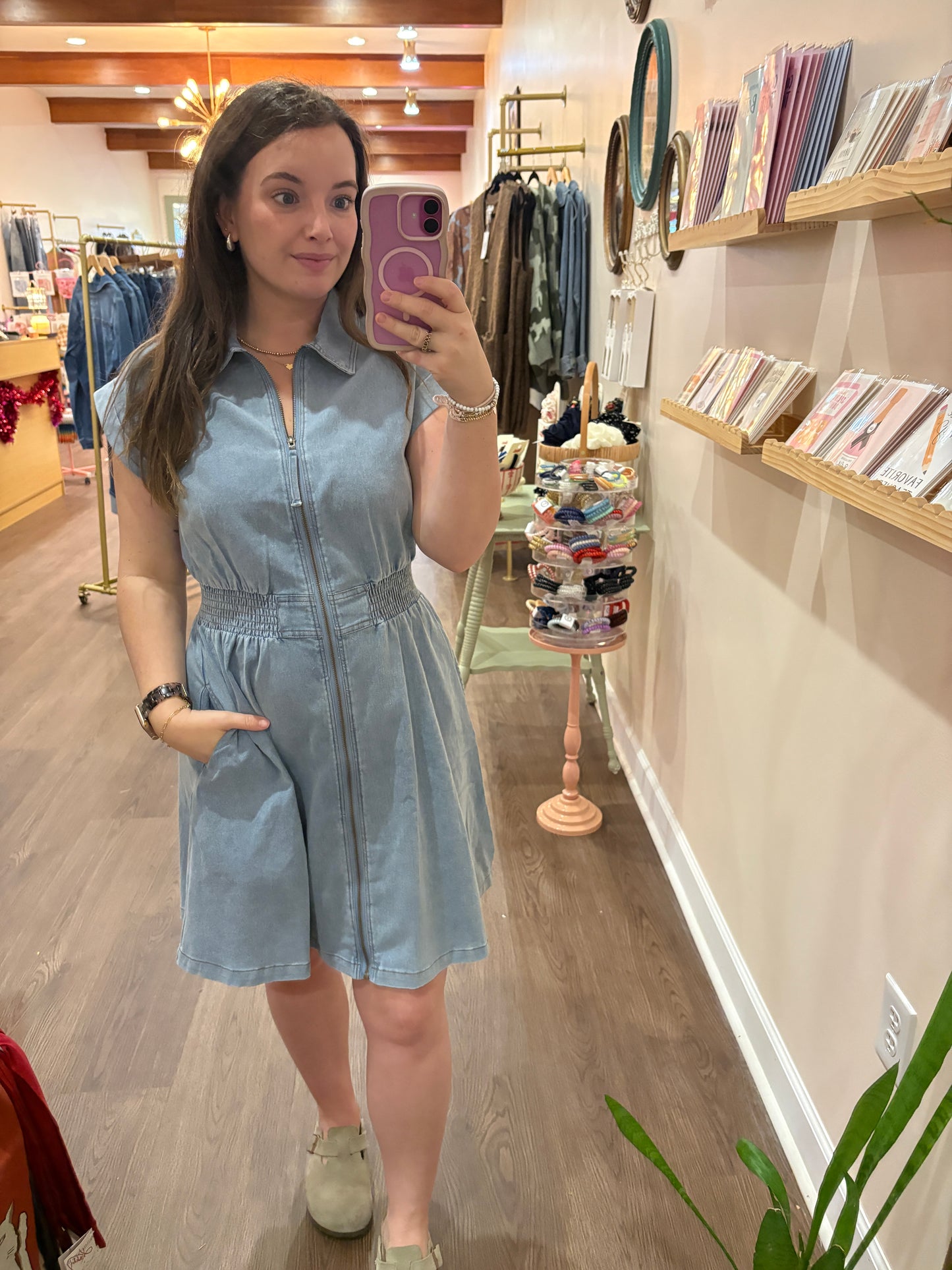 Drop Sleeve Denim Dress