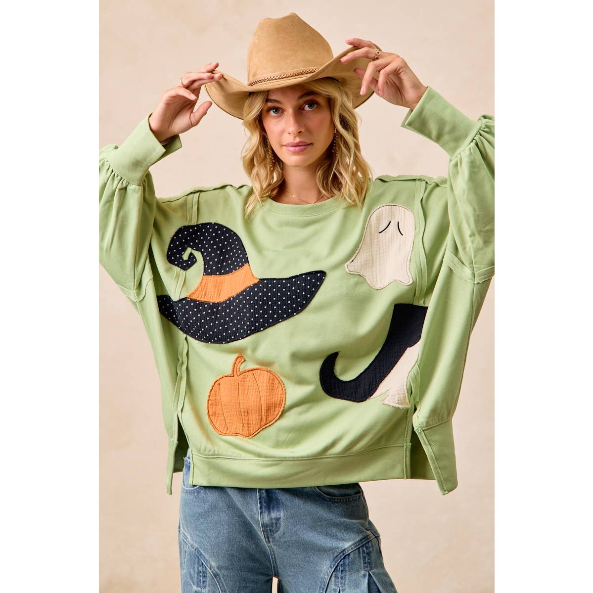 Halloween Theme Patchwork Sweatshirt