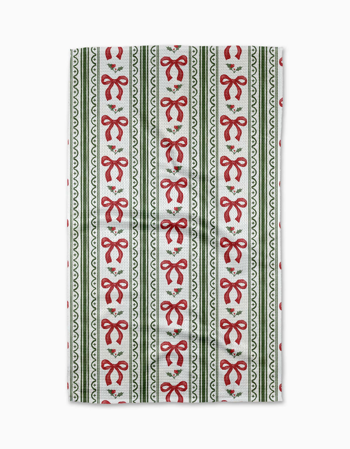 Christmas Bow Stripe Tea Towel