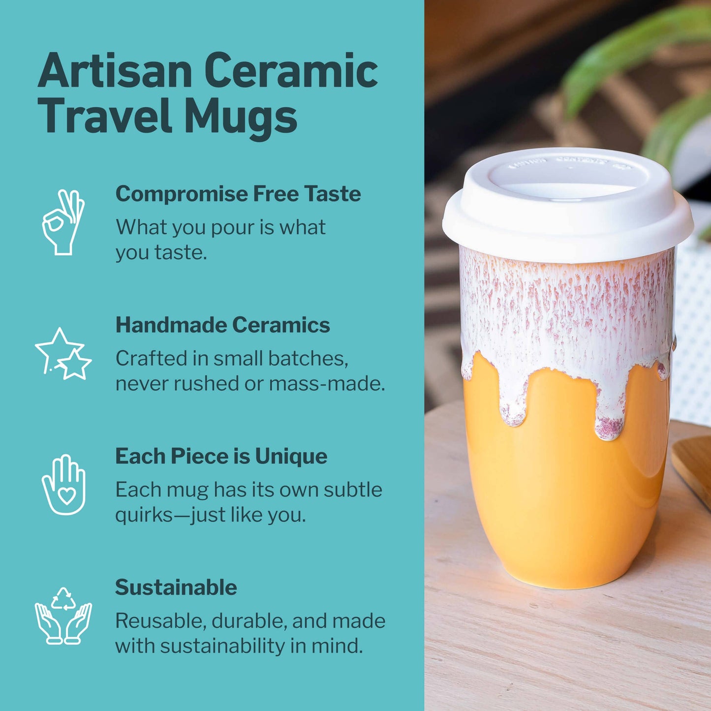 Grapefruit Ceramic 16 oz Travel Mug