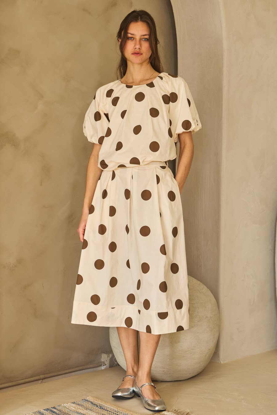 Voluminous Polka Dot Blouse