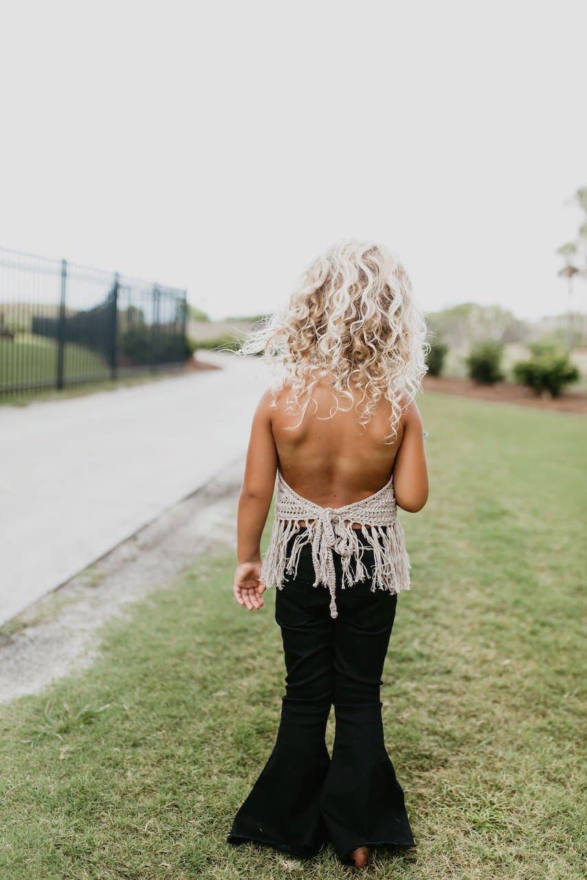 Kids Black Denim Flare Pants
