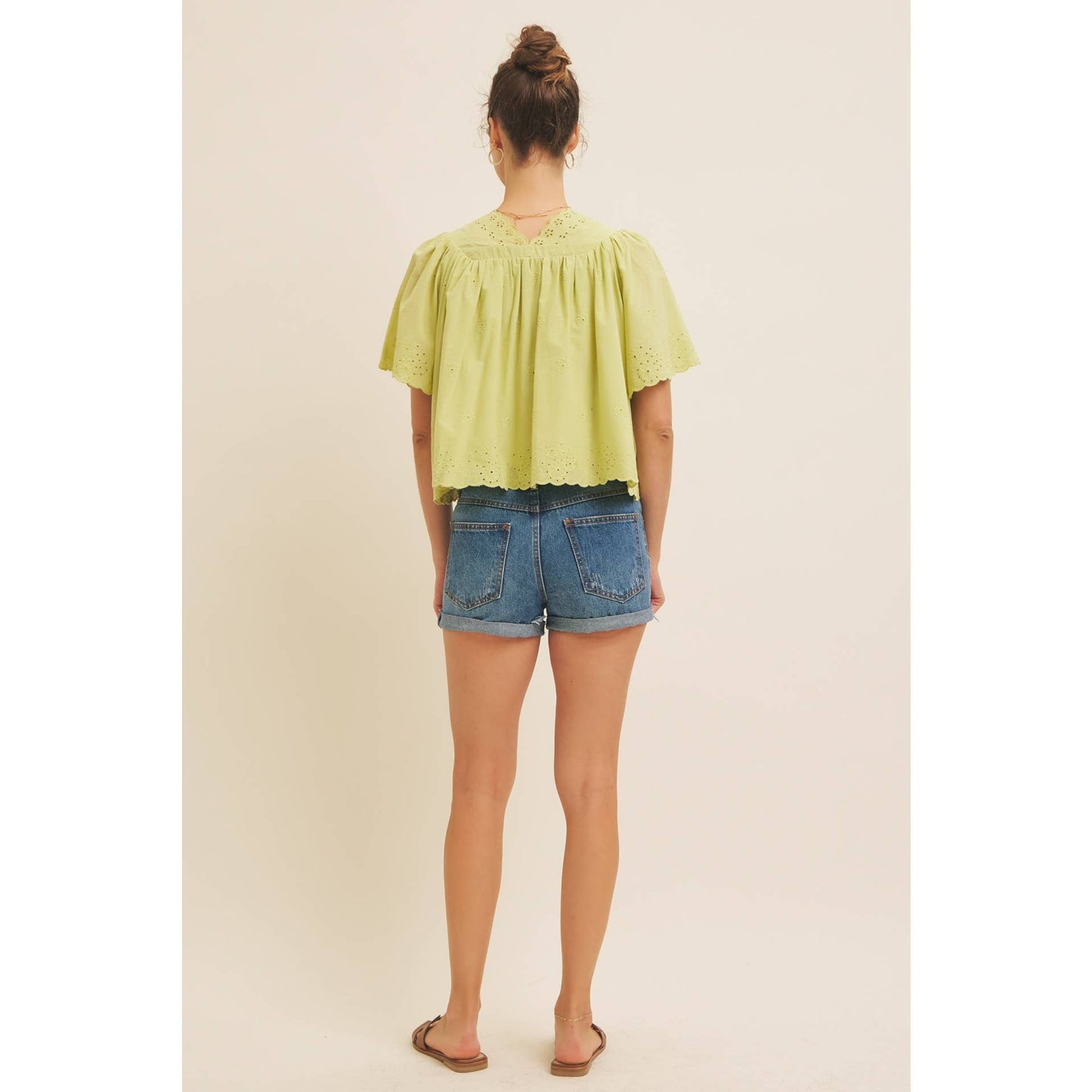 Elegant Scallop Eyelet Blouse