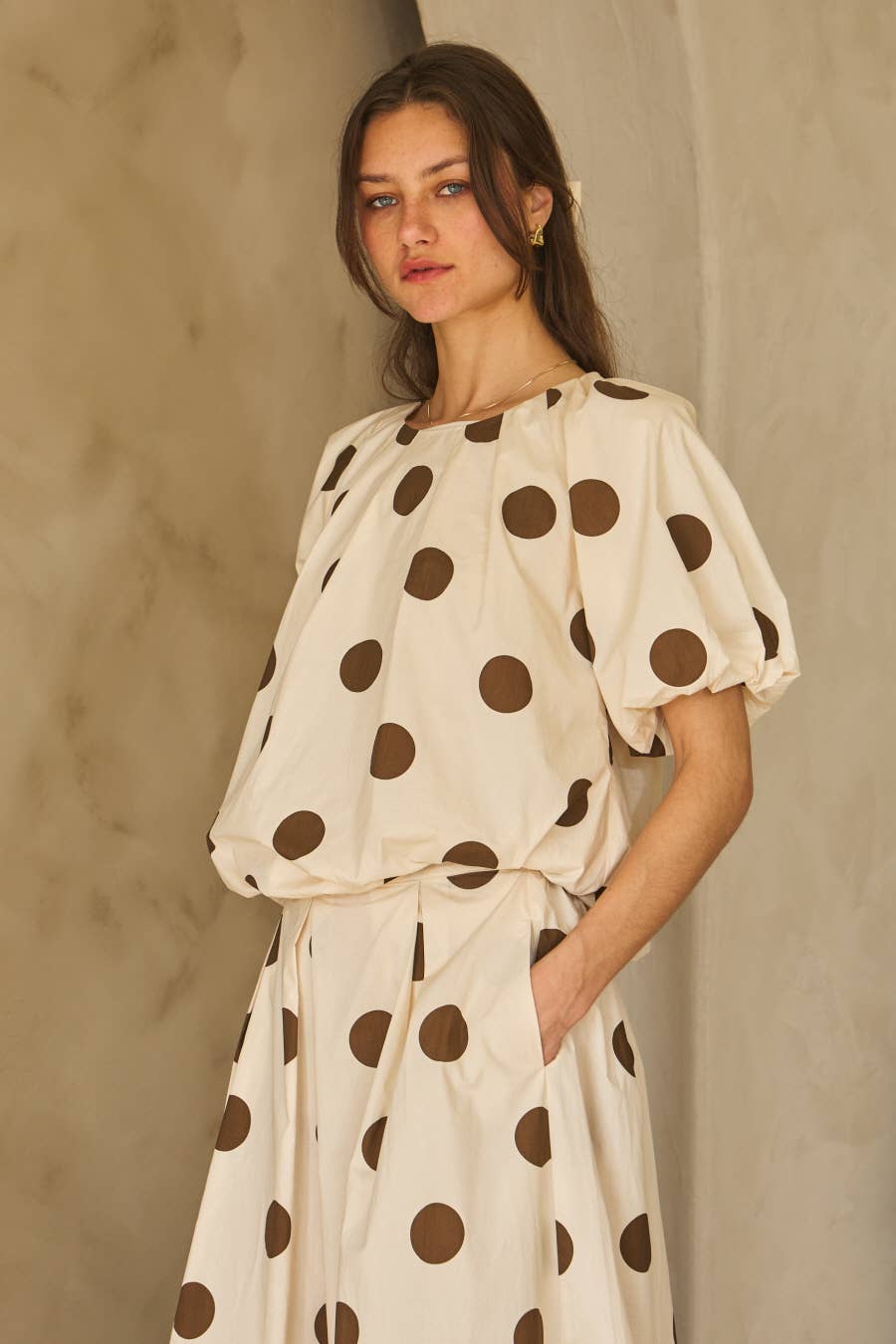Voluminous Polka Dot Blouse