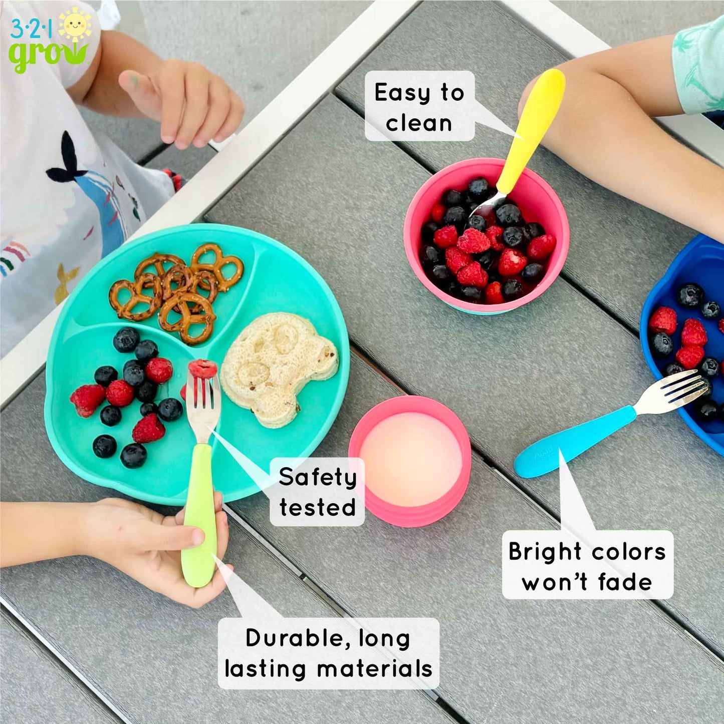 321 Grow Eat with Me Silicone Spoon and Fork Set -Watermelon