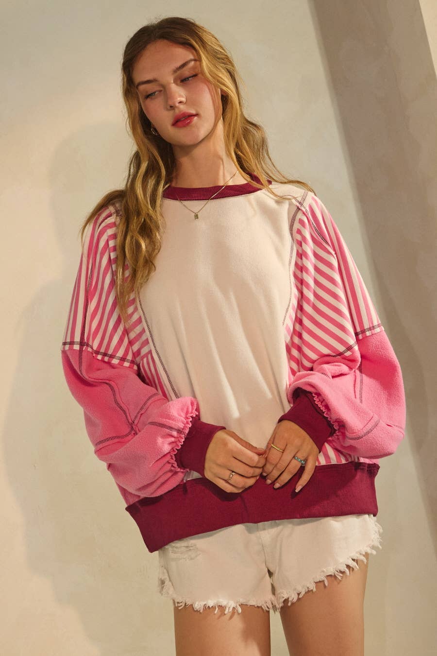 Plus Polar Fleece Color Block Sweatshirt
