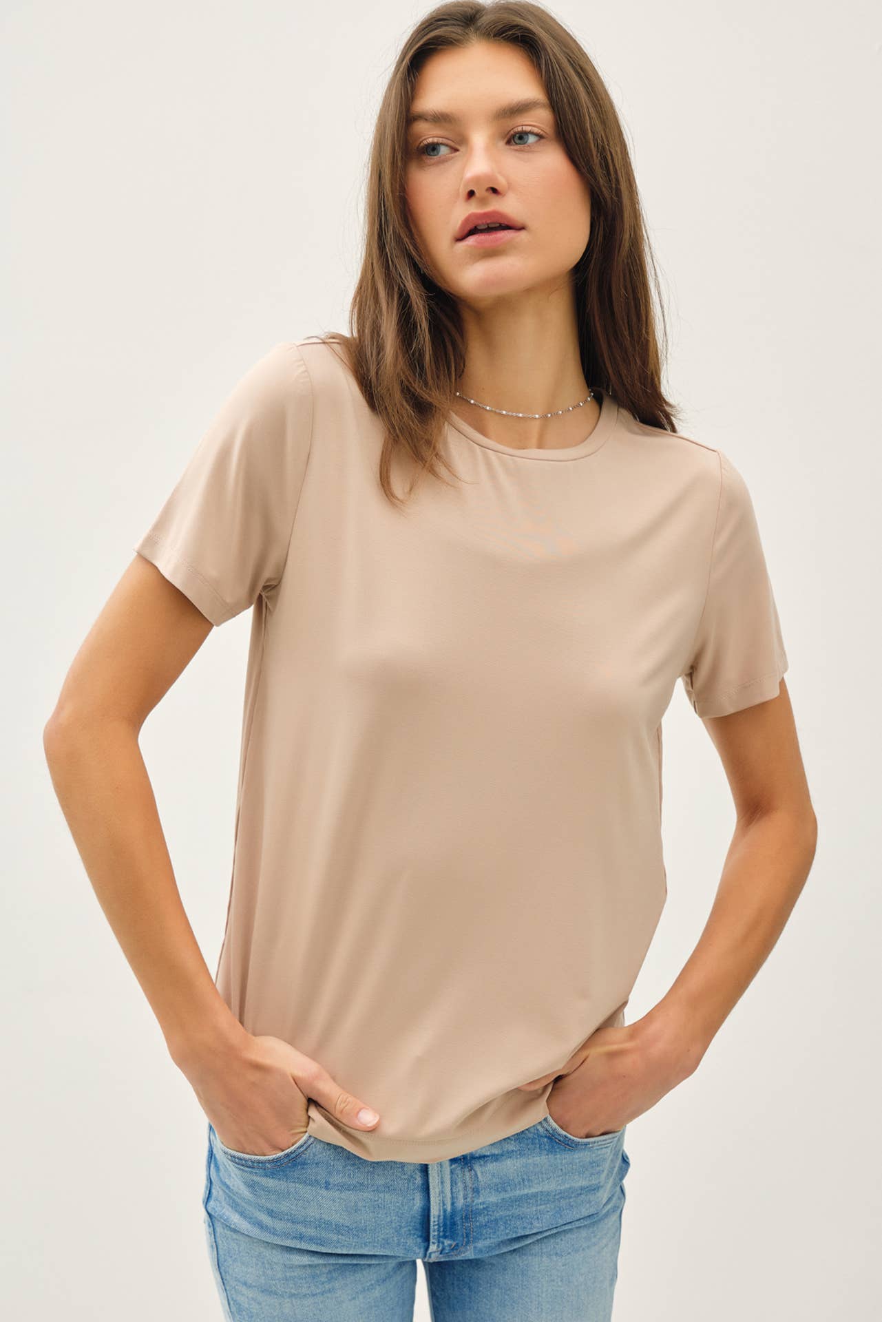 Bamboo Modal Basic Round Neck Short Sleeve Tee