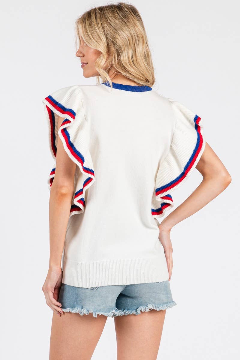 Ruffle Sleeve Americana Top