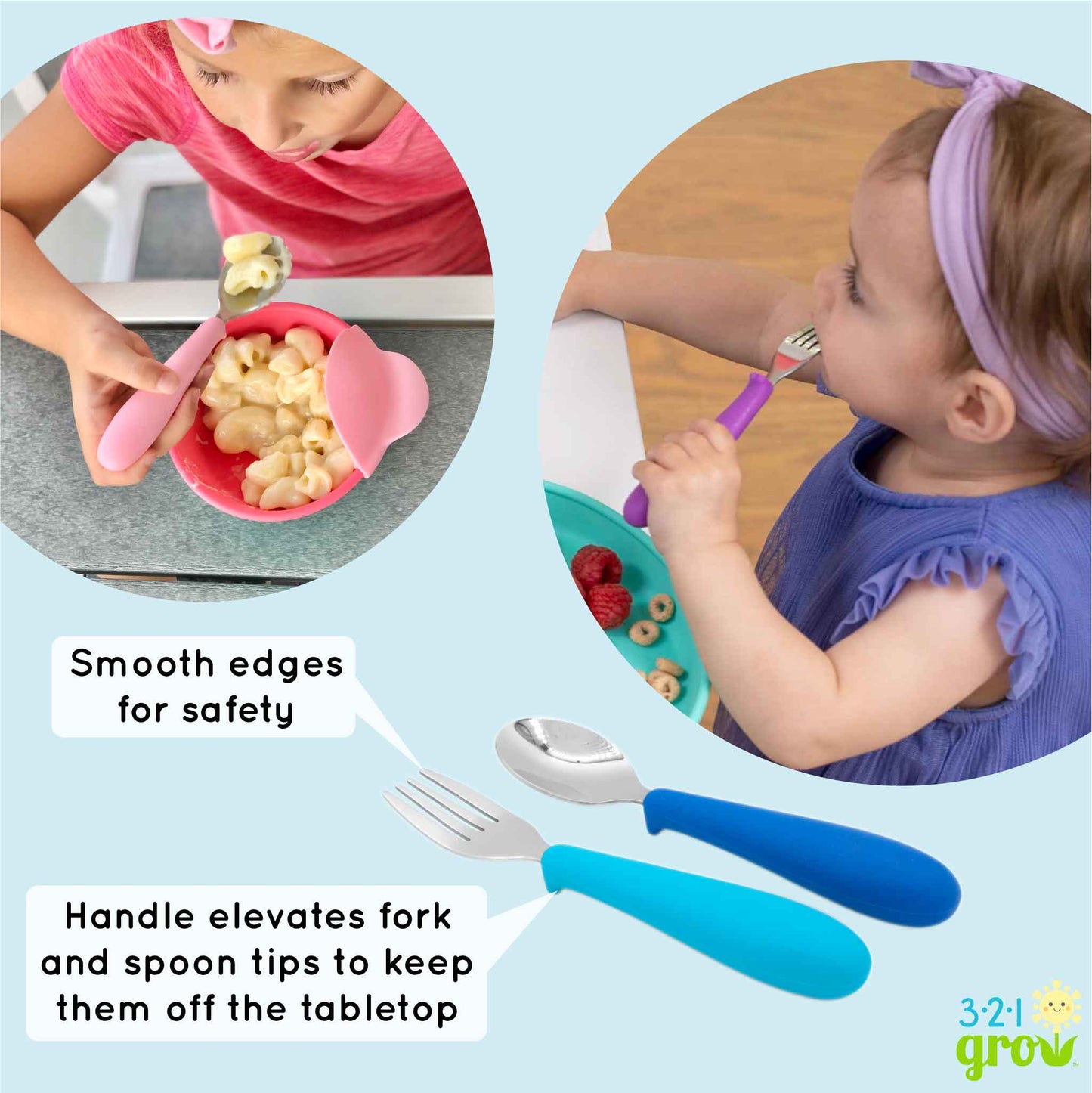 321 Grow Eat with Me Silicone Spoon and Fork Set -Watermelon