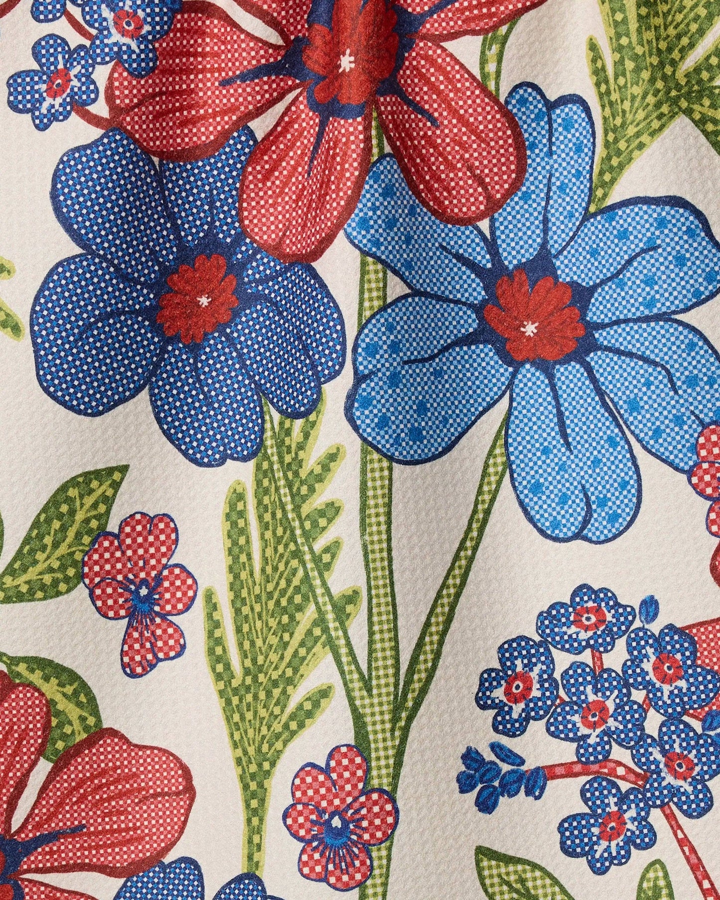 Geometry Plaid Floral Tea Towel