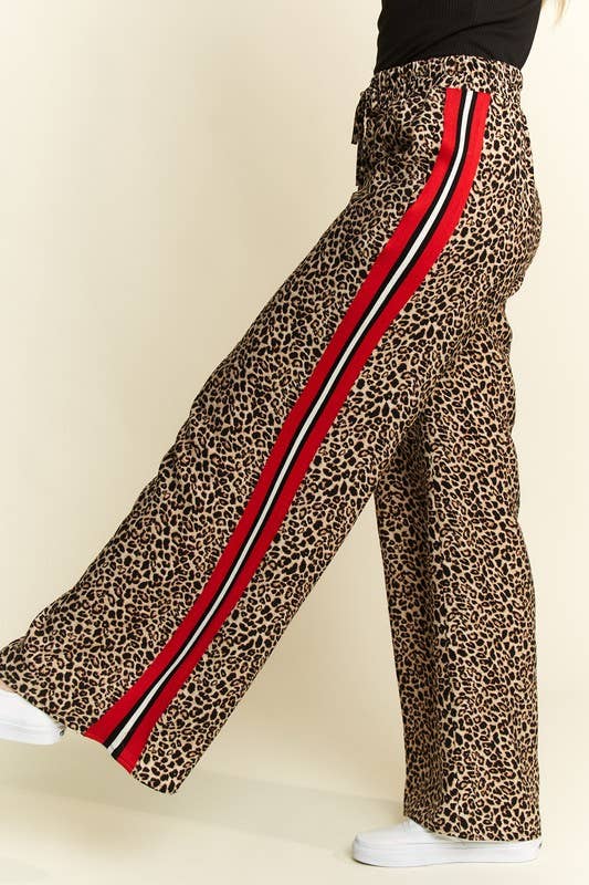 Leopard Contrast Trouser Red Panel