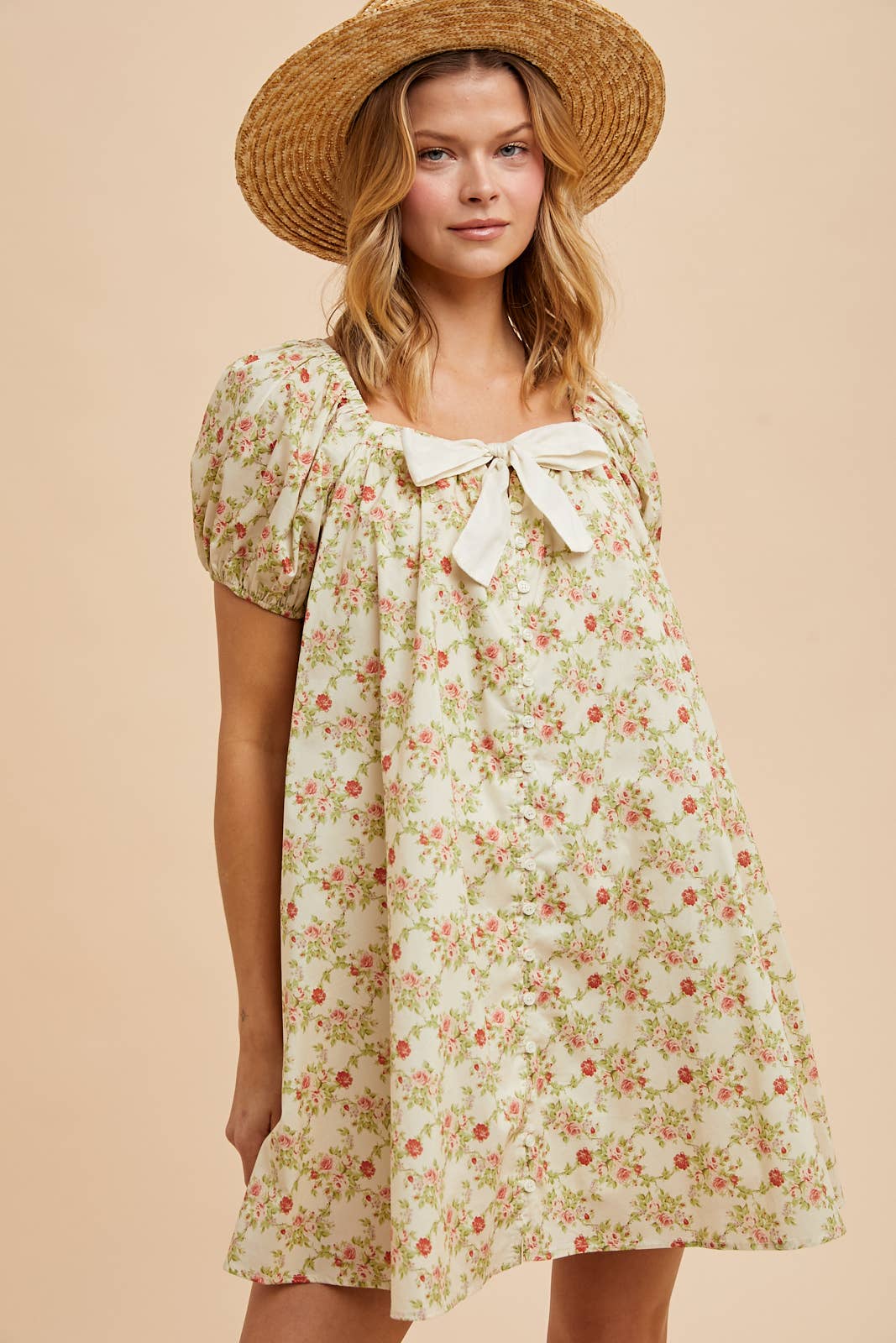 Cotton Bow Floral Dress