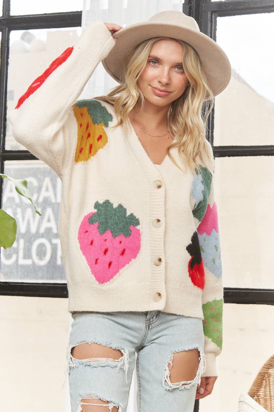 Berry Knit Button Up Cardigan