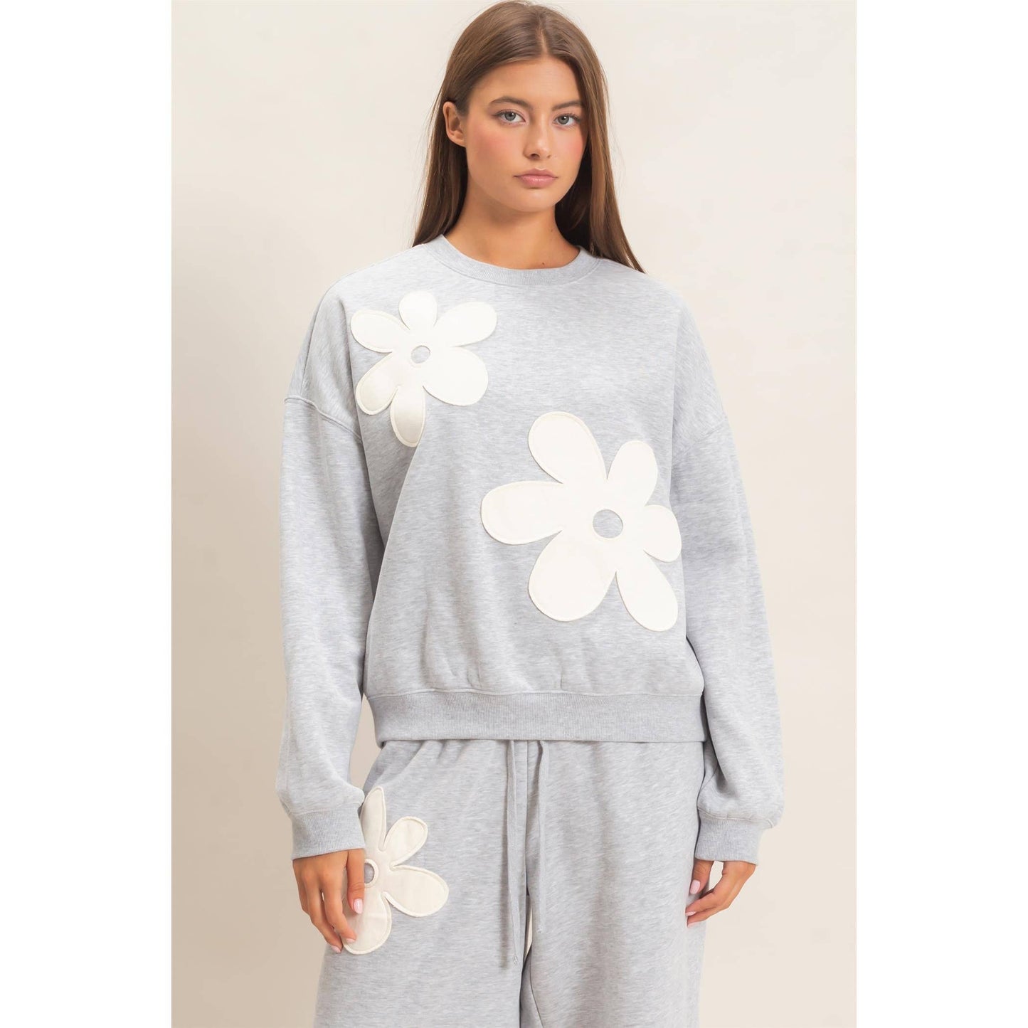 Floral Applique Matching Sweatset