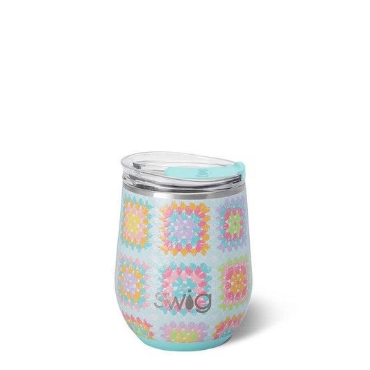 Granny Squares Stemless Wine Cup (12oz)