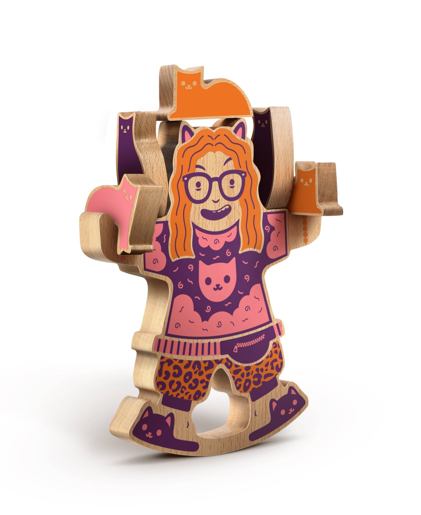 Crazy Cat Lady- Wooden Stacking Game