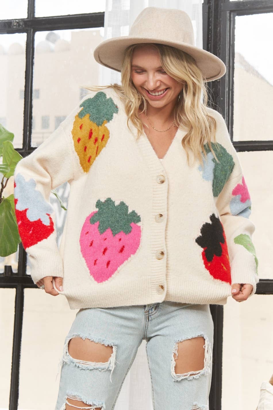 Berry Knit Button Up Cardigan