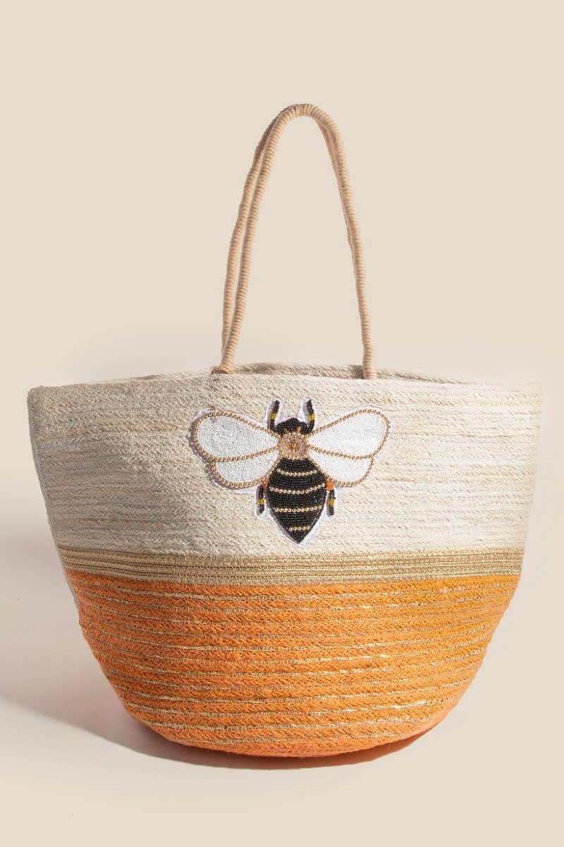 Queen Bee Jute Tote Bag