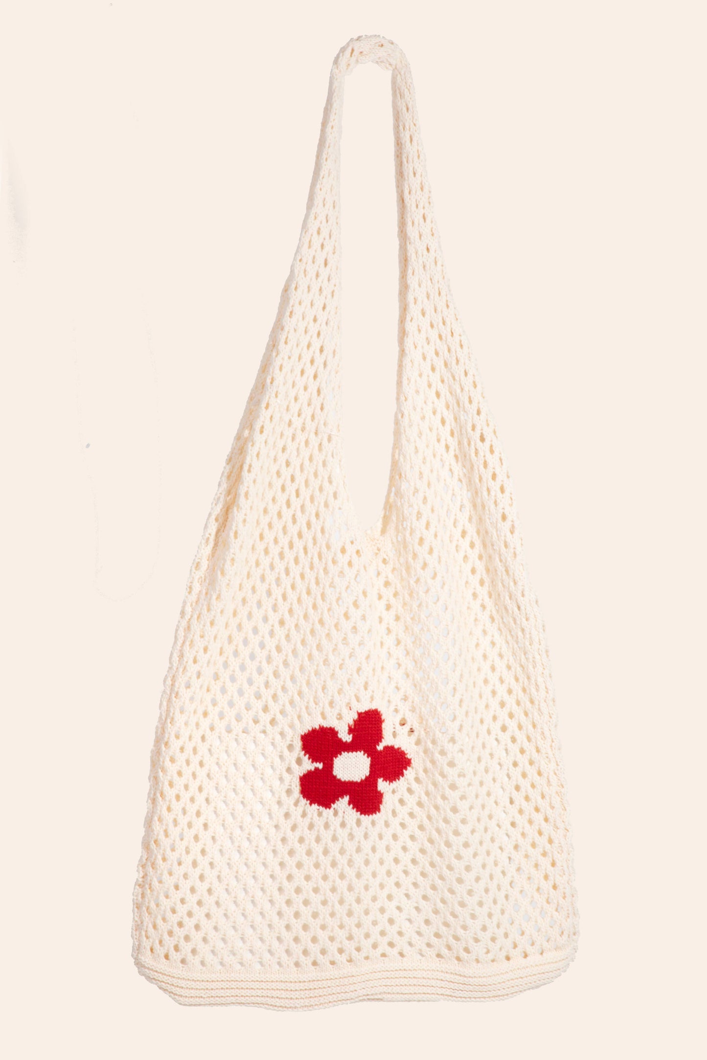 Single Flower Crochet Knit Tote Bag