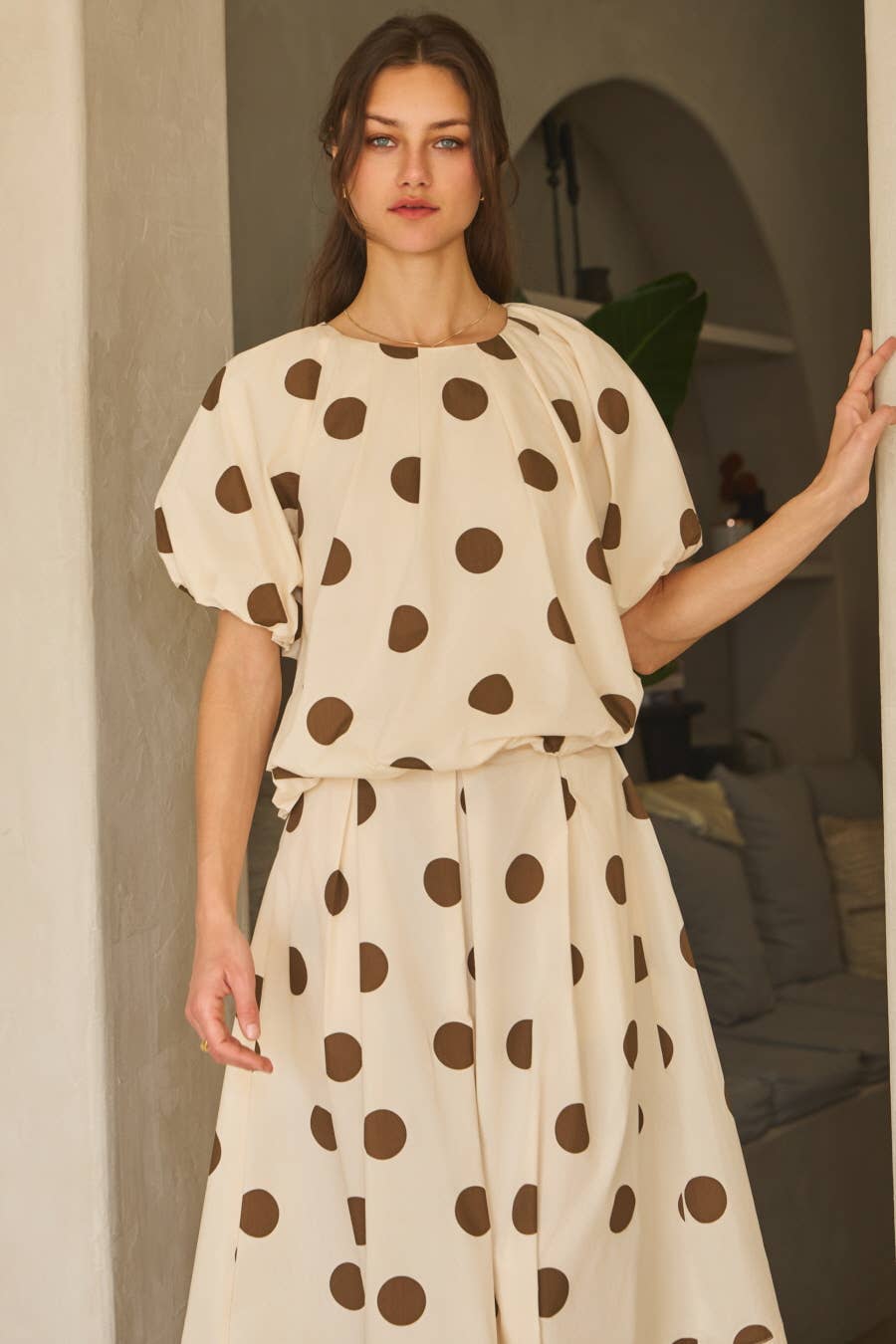 Voluminous Polka Dot Blouse