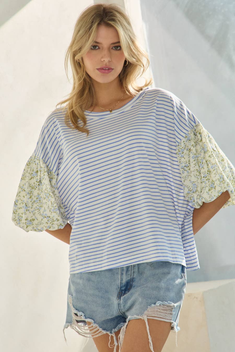 Striped Knit Pullover Top