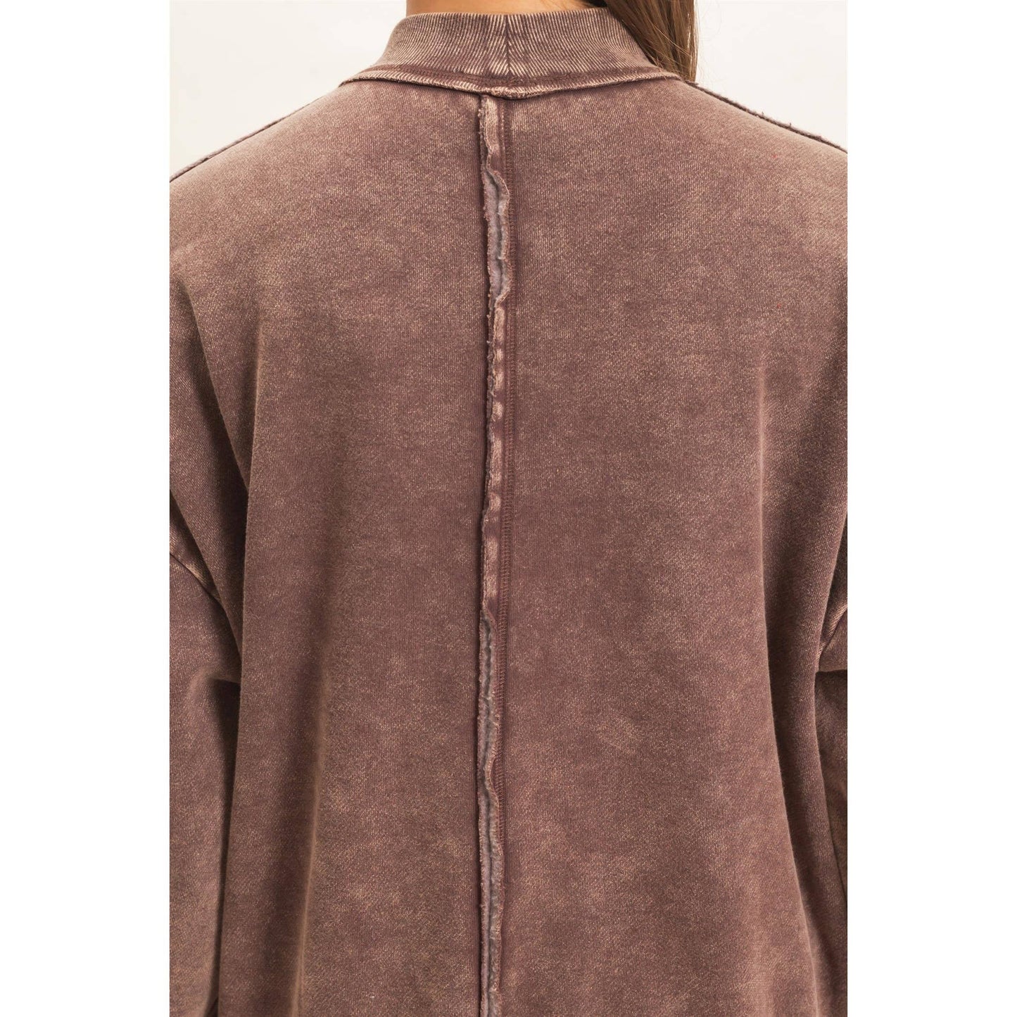 Acid Washed Mock Neck Sweatshirt