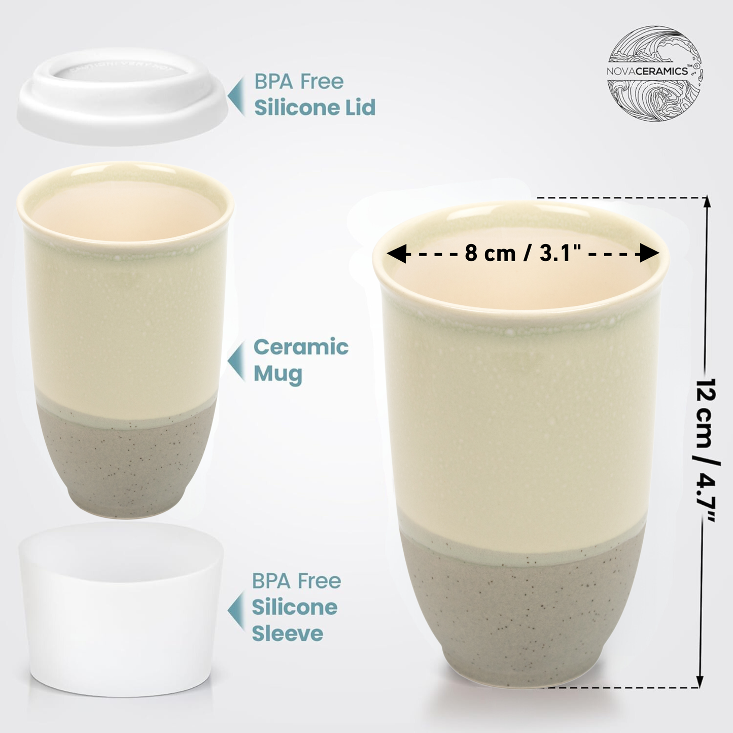 Mist Glazed Ceramic Mug 12oz