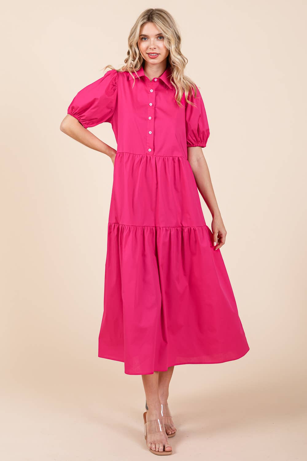 Loose Fit Tiered Midi Dress