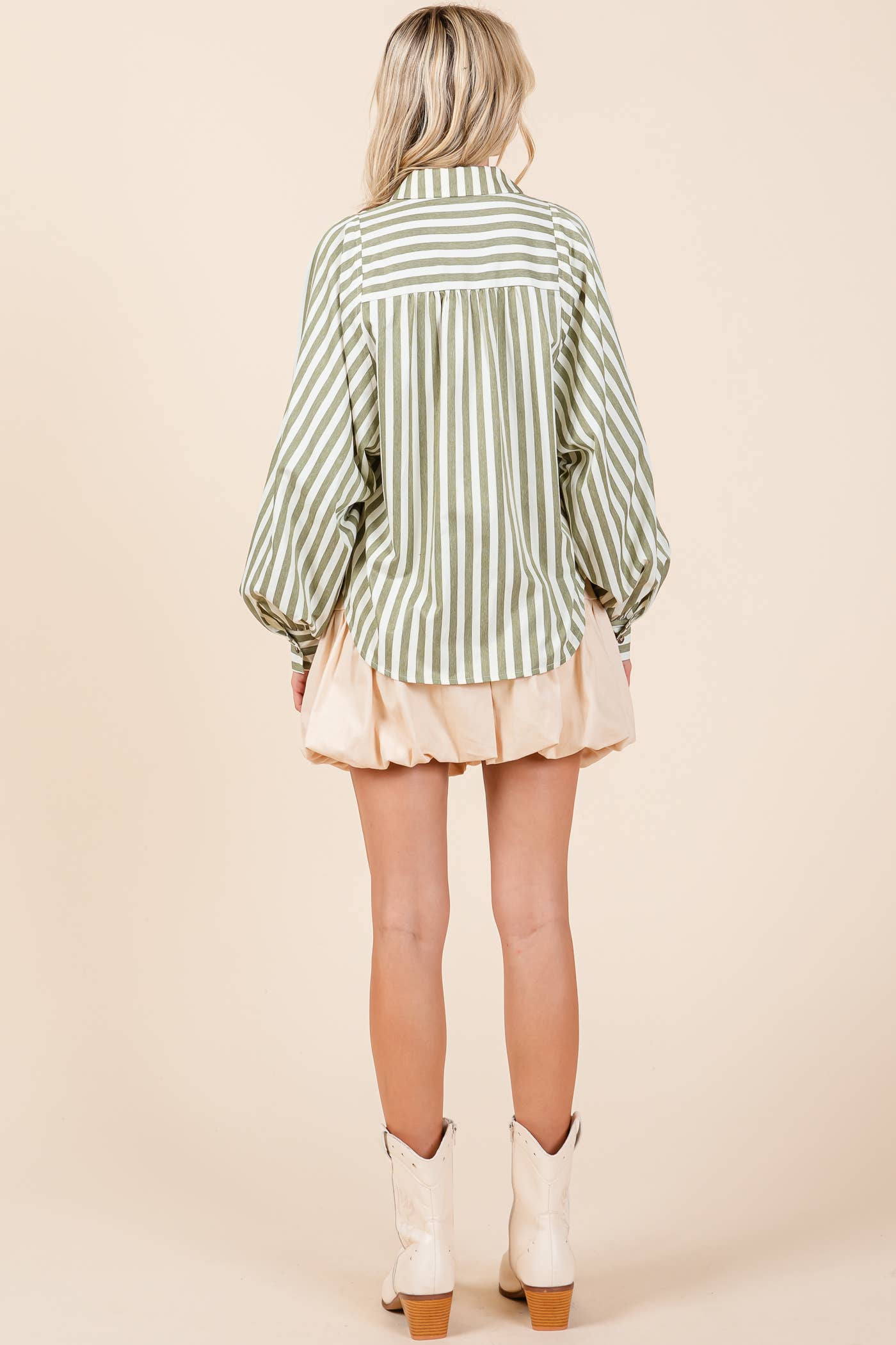 Plus Stripe Pattern Button-Up Shirt