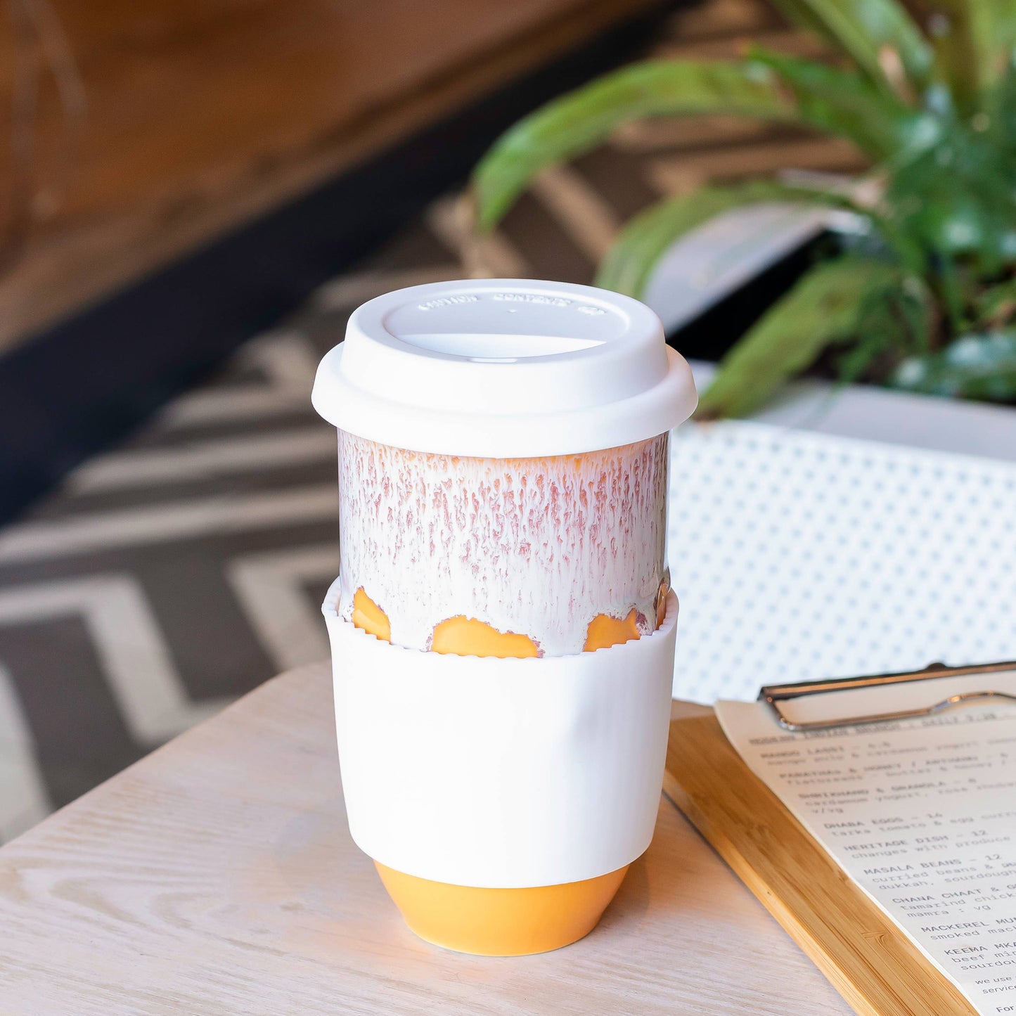 Grapefruit Ceramic 16 oz Travel Mug