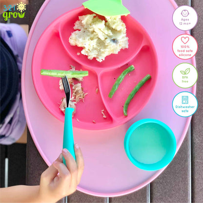 321 Grow Eat with Me Silicone Spoon and Fork Set -Watermelon