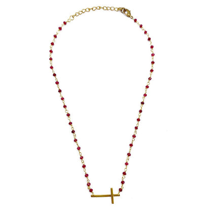 Trust Cross Necklace in Ruby Red