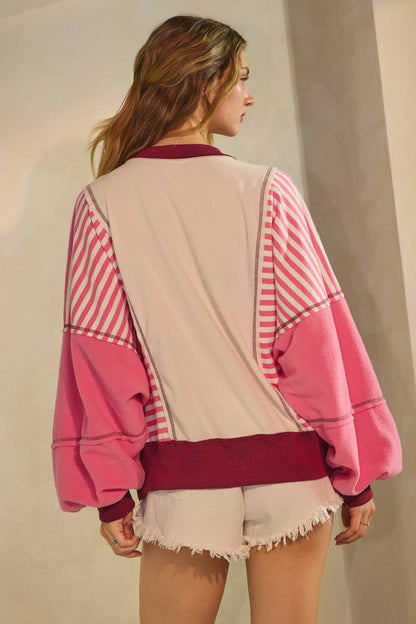 Plus Polar Fleece Color Block Sweatshirt