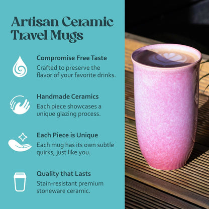 Astral Bloom Ceramic Travel Mug – 16oz - Pottery Fall Mugs