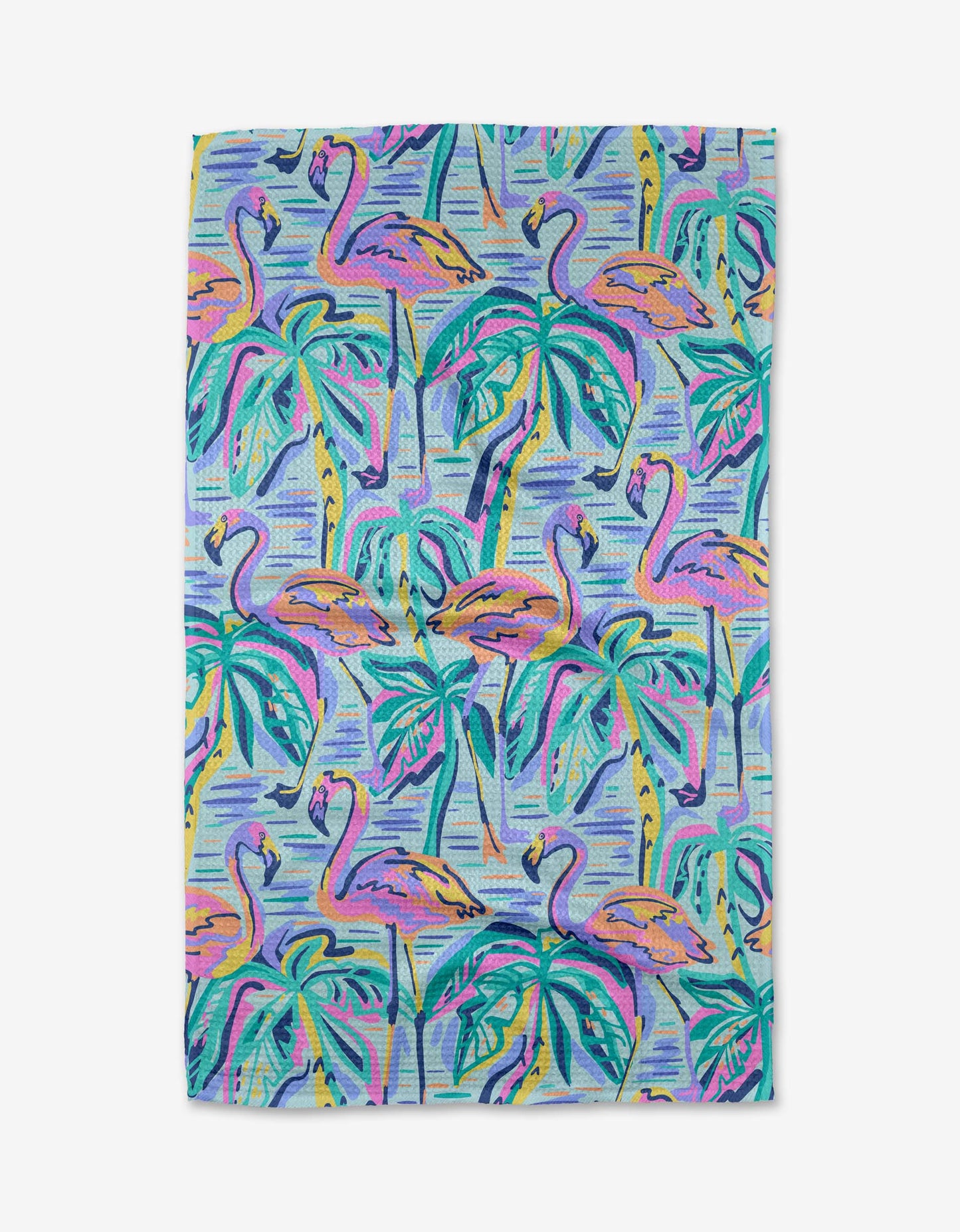 Geometry Pink Flamingo Tea Towel