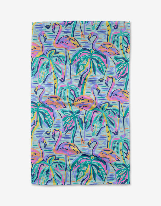 Geometry Pink Flamingo Tea Towel