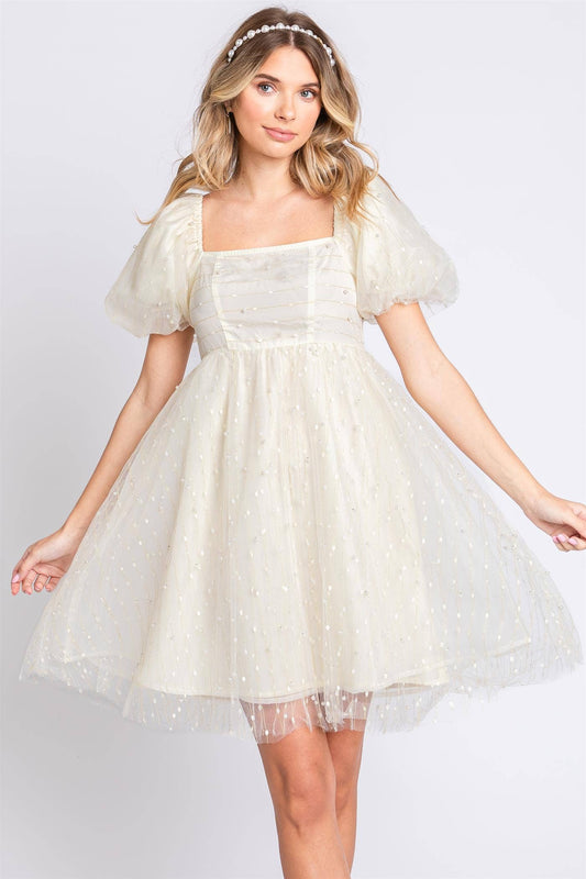 Pearl Mesh Babydoll Dress