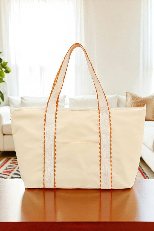 Tote-ally Ready Orange Rick Rack Trim Tote Bag