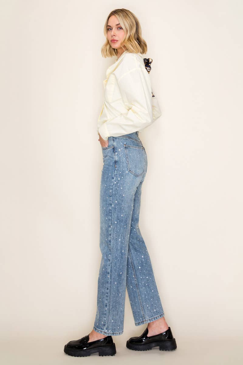 High Rise Bling Straight Jeans