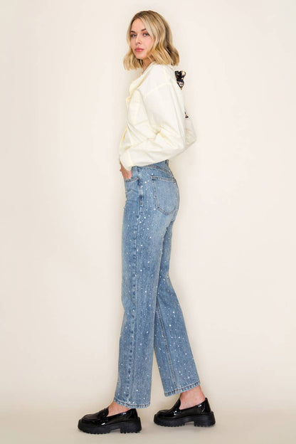 High Rise Bling Straight Jeans