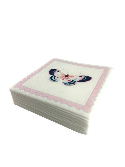 Pink Butterfly Linen-Feel Cocktail Napkins