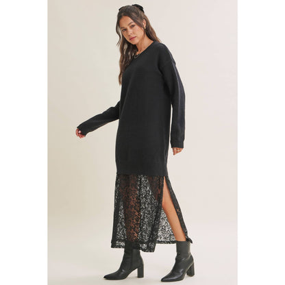Lace Layered Maxi Sweater Dress