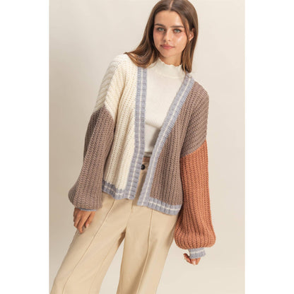 Oversized Jersey Block Cardigan