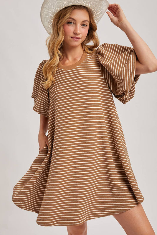 Puff Sleeve Striped Dress