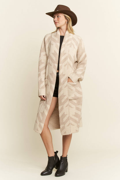 Houndstooth Print Cardigan